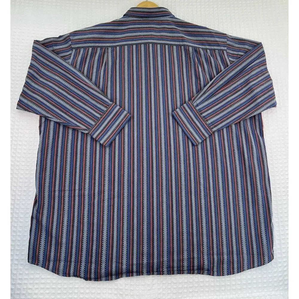 Luchiano Visconti Men’s Big 4X Striped Woven Button Up Shirt Long Sleeve